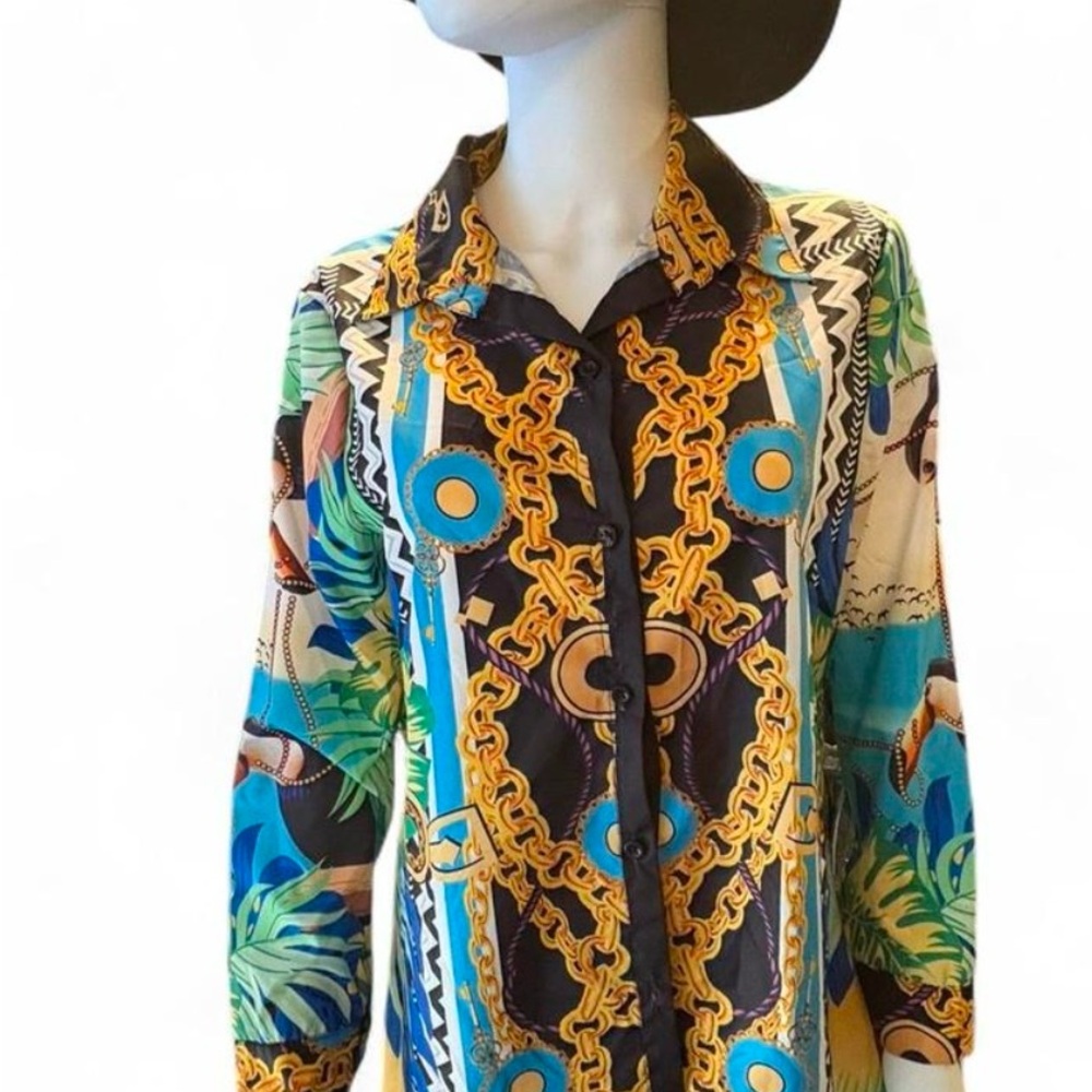 Colorful Chain Print Women's Top
